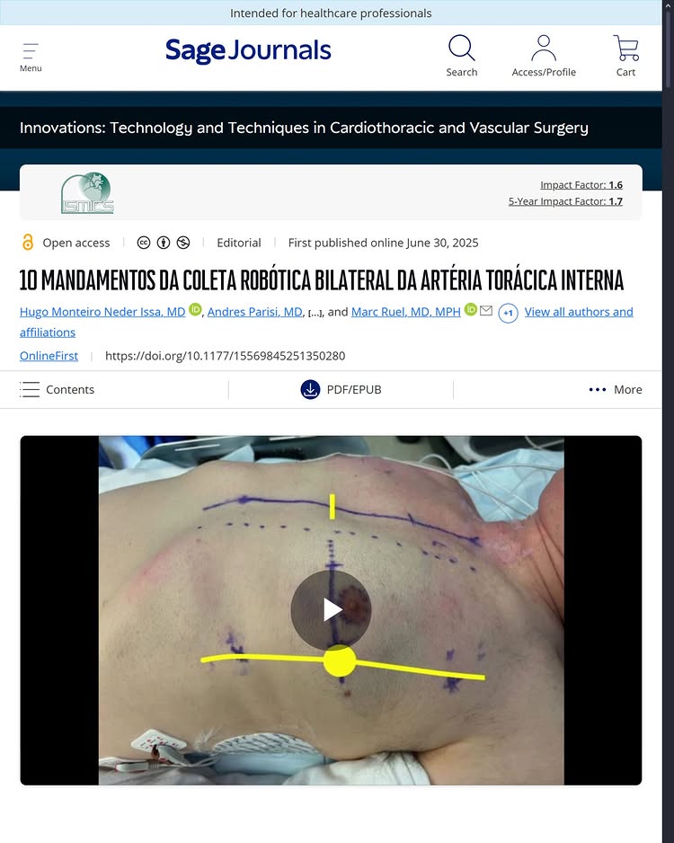 The 10 Commandments of Robotic Bilateral Internal Thoracic Artery Harvesting